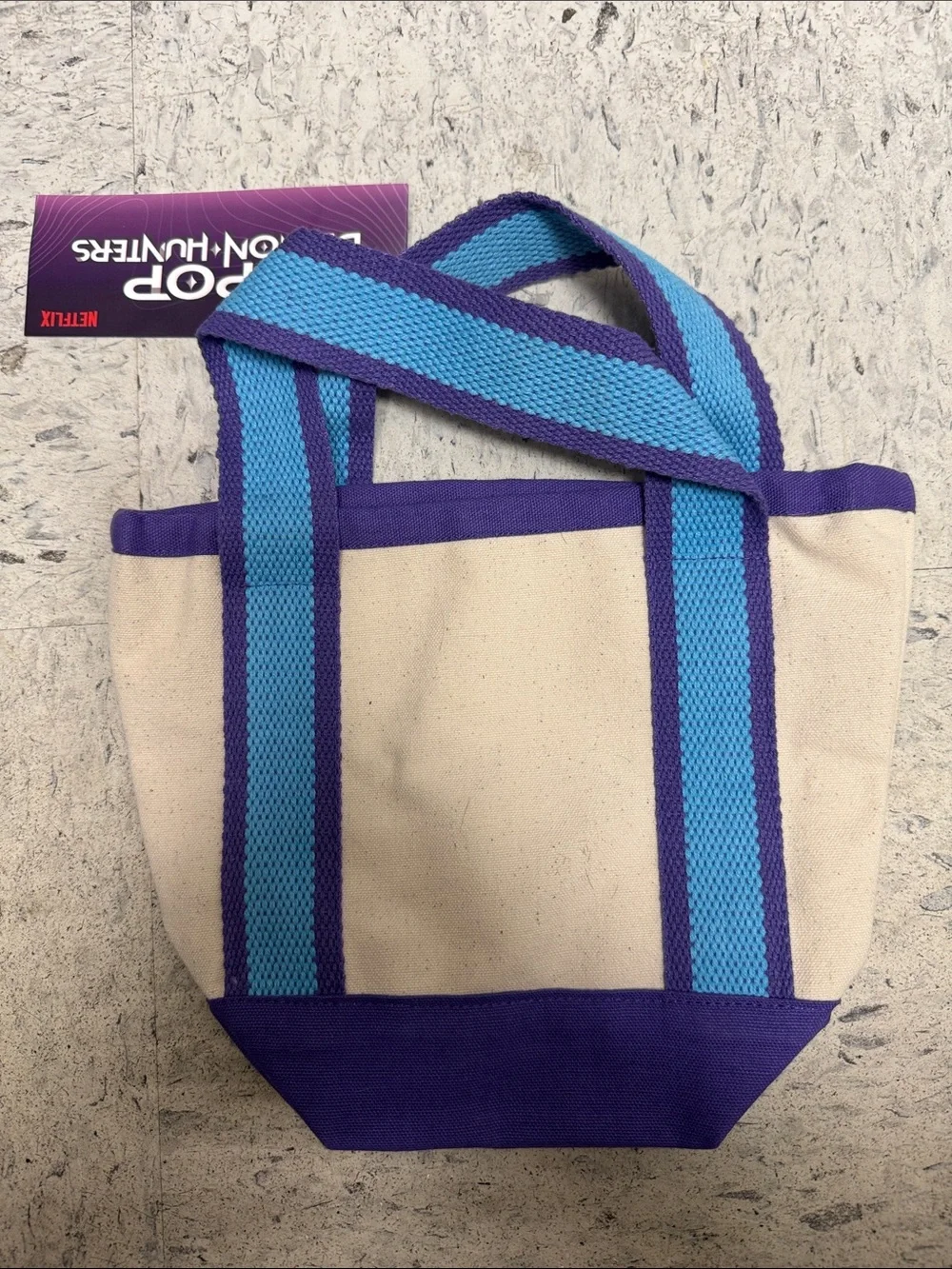 HUNTR/‎ X Graphic Canvas Kids Mini Tote - Cream with Purple & Teal